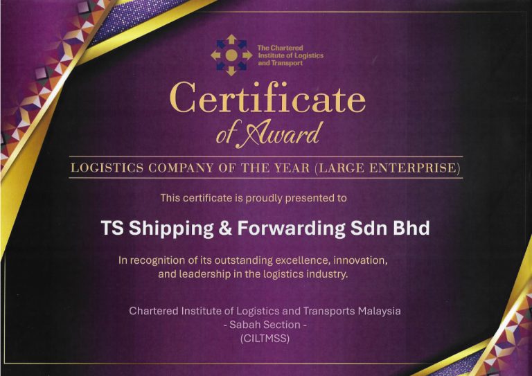 TS Shipping Forwarding Sdn Bhd Honoured as Logistics Company of the Year Large Enterprise